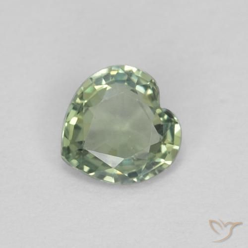 0.38ct Натуральный Теплый зеленый Сапфир, Сердце, VVS-VS