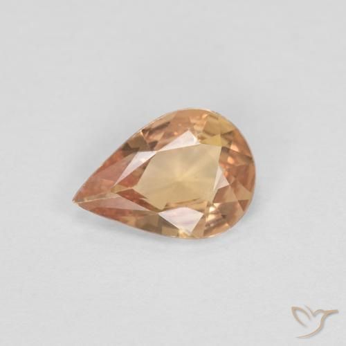 0.51ct Натуральный Светло-персиково-золотой Сапфир, Форма груши, Чистота VVS