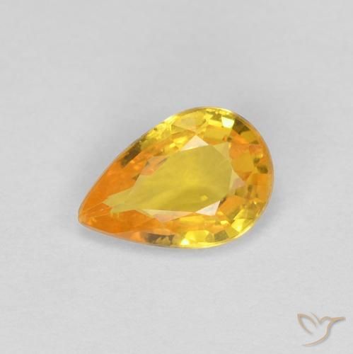 0.44ct Натуральный Оранжево-золотой Сапфир, Форма груши, Чистота VS