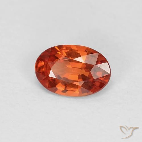 0.49ct Натуральный Оранжево-Красный Сапфир, Овал, Чистота VVS