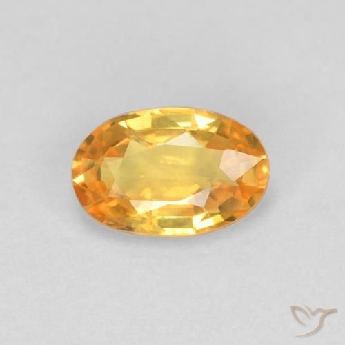 0.60ct Натуральный Оранжево-золотой Сапфир, Овал, VVS-VS