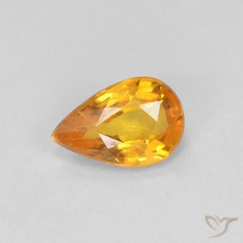 0.51ct Натуральный Оранжево-золотой Сапфир, Форма груши, VVS-VS