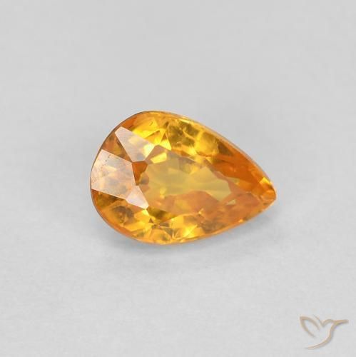 0.56ct Натуральный Глубокий оранжево-золотой Сапфир, Форма груши, VVS-VS