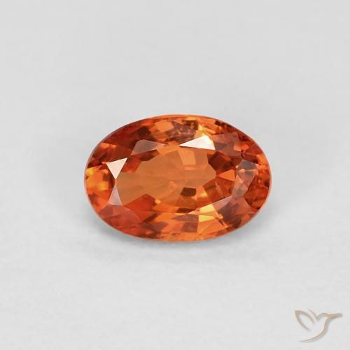 0.60ct Натуральный Красновато-оранжевый Сапфир, Овал, Чистота VVS, Photo A