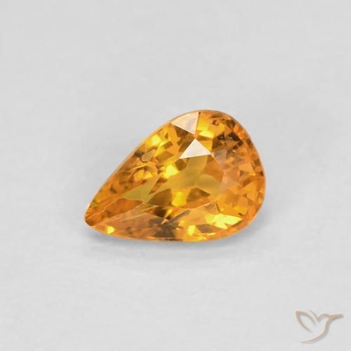 0.52ct Натуральный Оранжево-золотой Сапфир, Форма груши, Чистота VVS