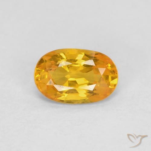 0.62ct Натуральный Оранжево-золотой Сапфир, Овал, Чистота VVS