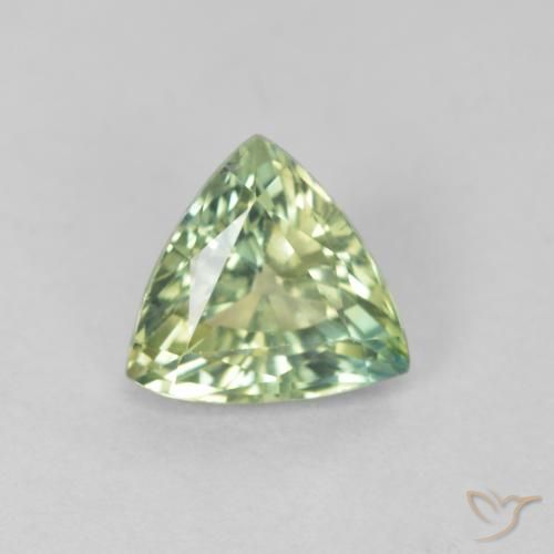 0.88ct Натуральный Желтовато-зеленый Сапфир, Триллион, Чистота VVS