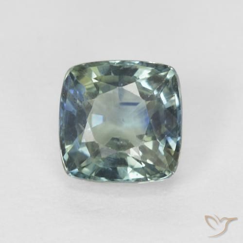 0.89ct Натуральный Средний сине-зеленый Сапфир, Подушка, Чистота VS