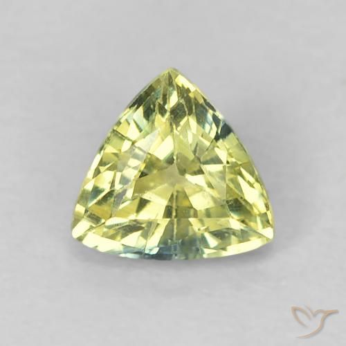 0.44ct Натуральный Желтовато-зеленый Сапфир, Триллион, Чистота VS