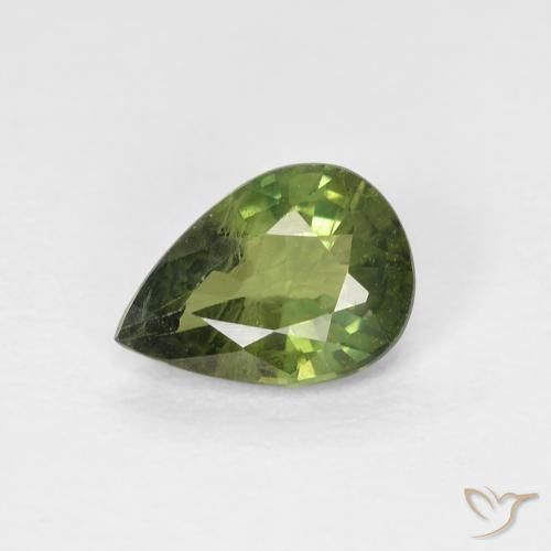 0.88ct Натуральный Темно-зеленый Сапфир, Форма груши, VS-SI