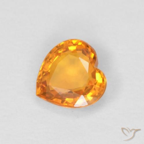0.43ct Натуральный Ярко-оранжевый Сапфир, Сердце, VVS-VS