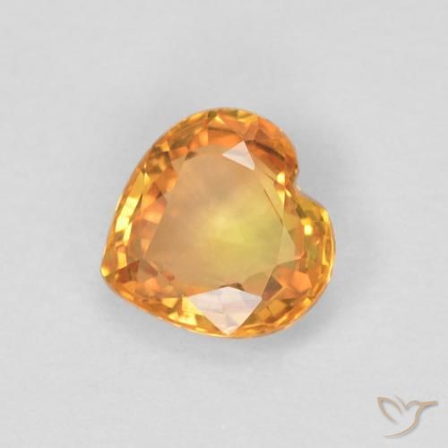 0.46ct Натуральный Интенсивный апельсин Сапфир, Сердце, VVS-VS