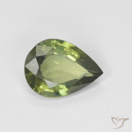 1.18ct Натуральный Травянисто-зелёный Сапфир, Форма груши, Чистота VS
