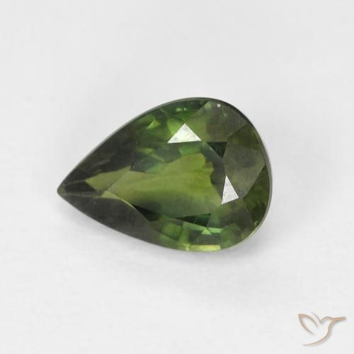 1.03ct Натуральный Травянисто-зелёный Сапфир, Форма груши, Чистота VS