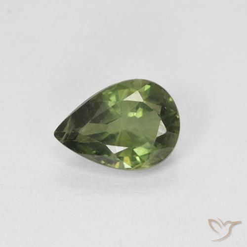 0.99ct Натуральный Землисто-зеленый Сапфир, Форма груши, VS-SI