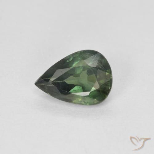 0.88ct Натуральный Травянисто-зелёный Сапфир, Форма груши, VS-SI