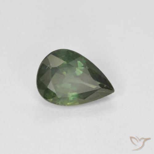 0.92ct Натуральный Темно-зеленый Сапфир, Форма груши, Чистота VS