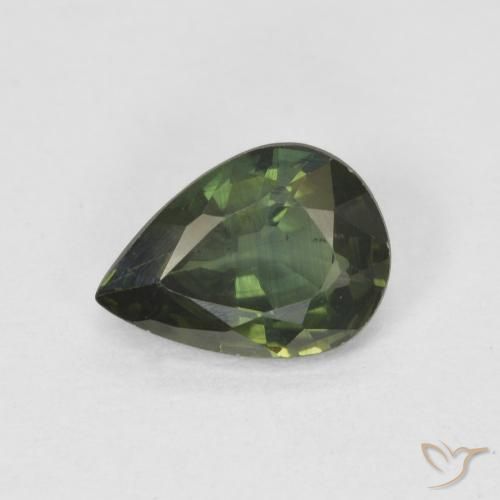 0.89ct Натуральный Средний зеленый Сапфир, Форма груши, Чистота VS