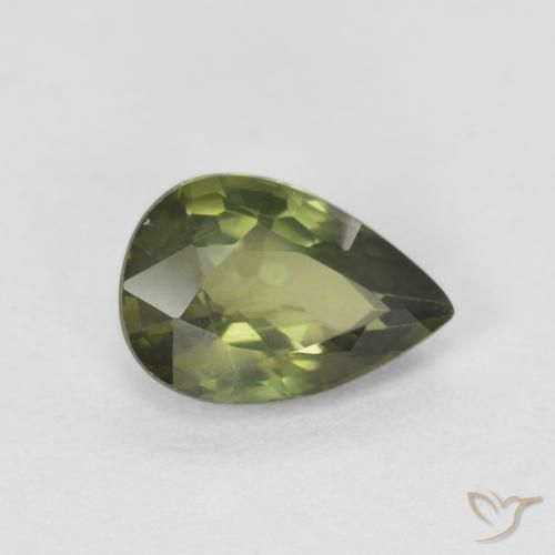 0.85ct Натуральный Теплый лесной зеленый Сапфир, Форма груши, VVS-VS