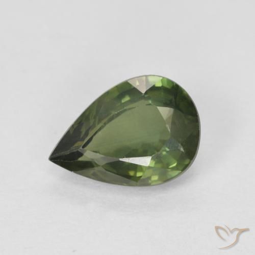0.89ct Натуральный Светлый лесной зеленый Сапфир, Форма груши, Чистота VS