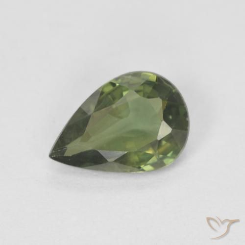 0.71ct Натуральный Теплый лесной зеленый Сапфир, Форма груши, Чистота VS