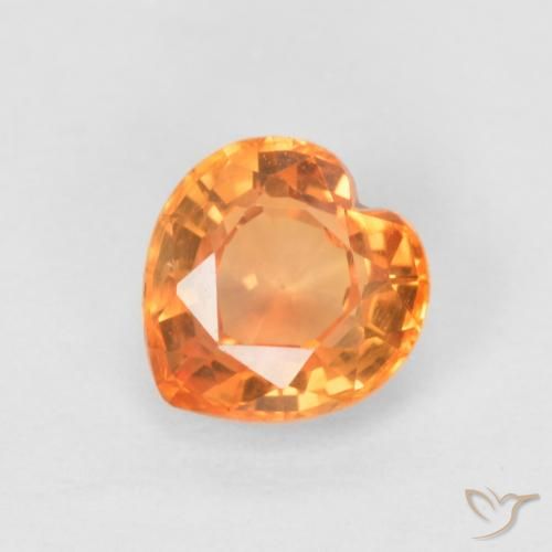 0.54ct Натуральный Ярко-оранжевый Сапфир, Сердце, Чистота VVS
