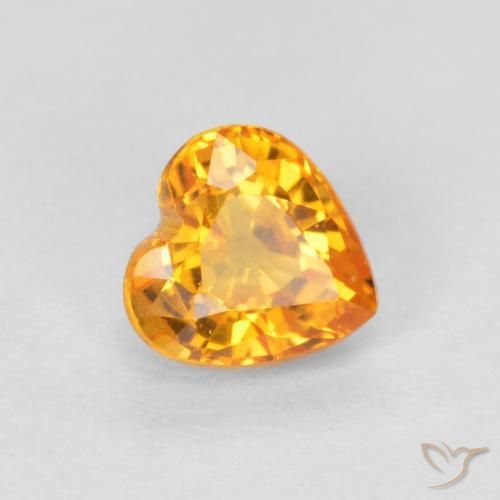 0.51ct Натуральный Абрикос Апельсин Сапфир, Сердце, Чистота VS