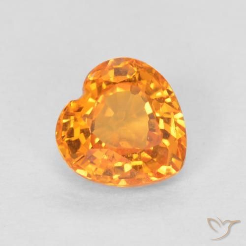 0.53ct Натуральный Ярко-оранжевый Сапфир, Сердце, Чистота VS