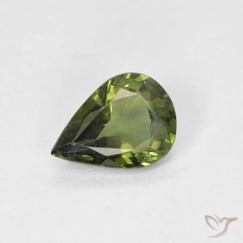 0.69ct Натуральный Желтовато-зеленый Сапфир, Форма груши, Чистота VS
