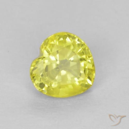 0.51ct Натуральный Светло-желтый Сапфир, Сердце, Чистота VS