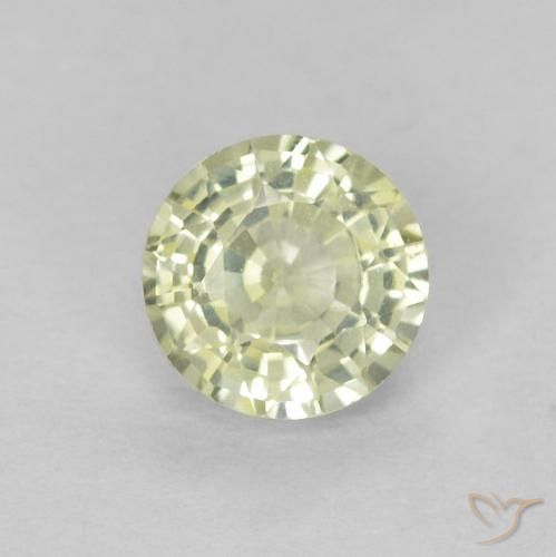 0.46ct Натуральный Очень светлый зеленовато-желтый Сапфир, Круглый, Чистота VVS