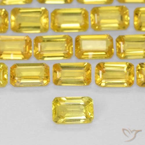 0.38ct Натуральный Шмель желтый Сапфир, Изумрудная огранка, Чистота VS