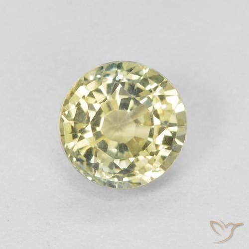 0.46ct Натуральный Medium Light-Yellow Сапфир, Круглый, Чистота VVS