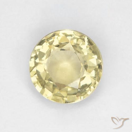 0.82ct Натуральный Светло-желтый Сапфир, Круглый, Чистота VS