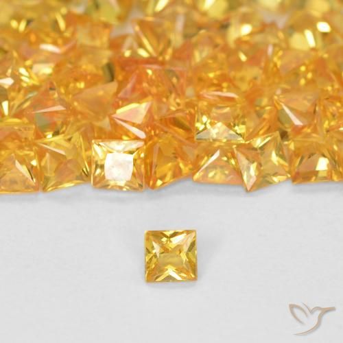 0.07ct Натуральный Оранжево-золотой Сапфир, Квадрат, Чистота VS