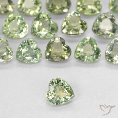 0.42ct Натуральный Очень светлый шалфейный зеленый Сапфир, Сердце, VVS-VS