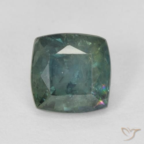 1.14ct Натуральный Темно-сине-зеленый Сапфир, Подушка, VS-SI