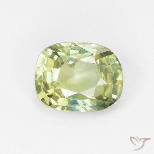 1.09ct Натуральный Очень светло-зеленый Сапфир, Подушка, VVS-VS