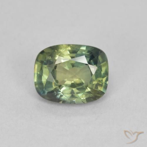 0.72ct Натуральный Светлый лесной зеленый Сапфир, Подушка, Чистота VS