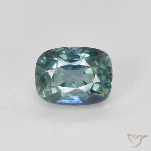 1.08ct Натуральный Зеленовато-синий Сапфир, Подушка, Чистота VS