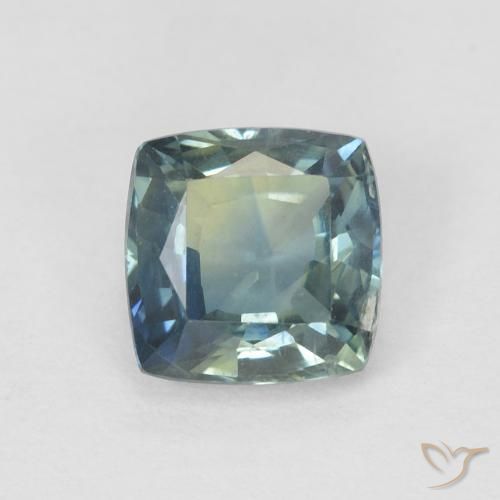 0.91ct Натуральный Зеленовато-синий Сапфир, Подушка, Чистота VS