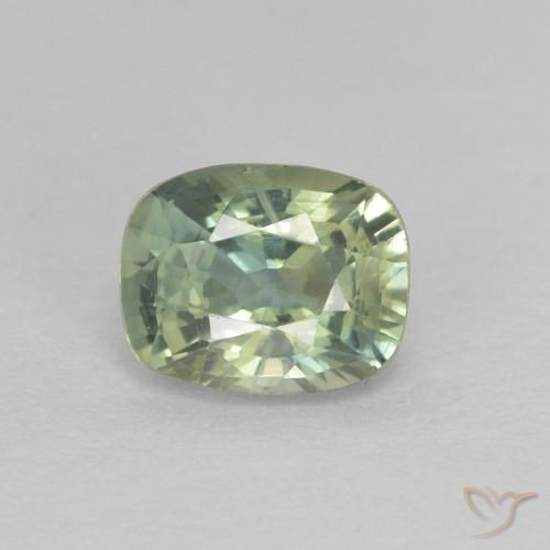 0.69ct Натуральный Светло-зеленый Сапфир, Подушка, Чистота VS