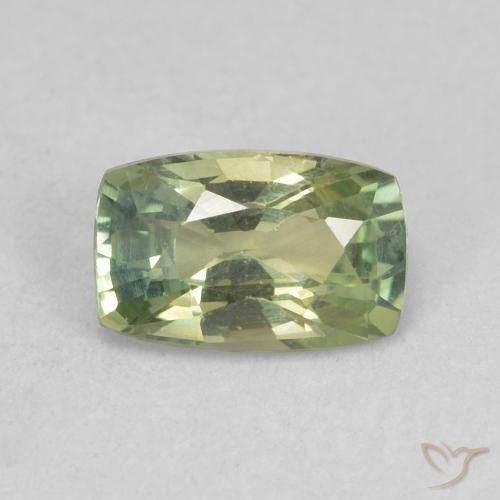 0.91ct Натуральный Светло-зеленый Сапфир, Подушка, Чистота VVS