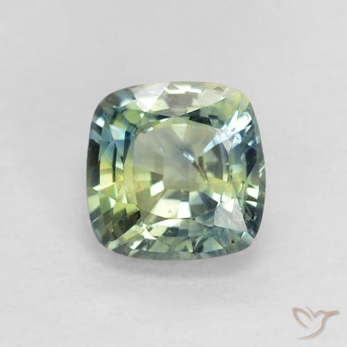 0.89ct Натуральный Зеленовато-синий Сапфир, Подушка, Чистота VS