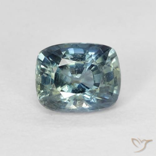 0.81ct Натуральный Средний сине-зеленый Сапфир, Подушка, Чистота VS