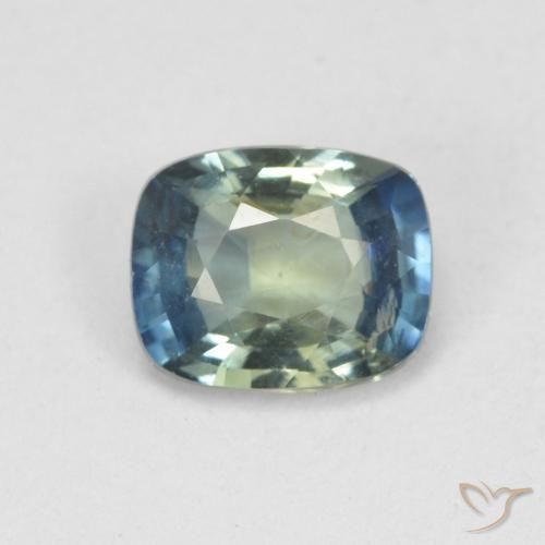0.79ct Натуральный Средний сине-зеленый Сапфир, Подушка, Чистота VS