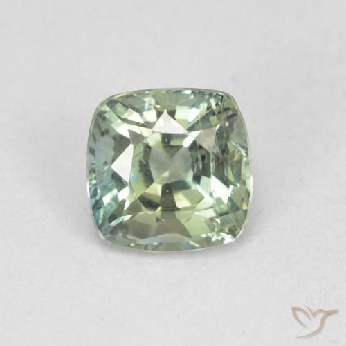 0.84ct Натуральный Бледно-зеленый Сапфир, Подушка, Чистота VS