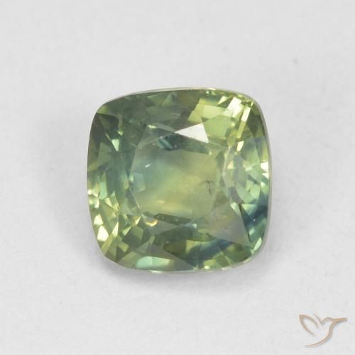 1.13ct Натуральный Светлый лесной зеленый Сапфир, Подушка, Чистота VS