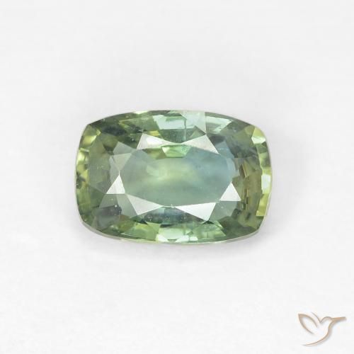 1.00ct Натуральный Светло-зеленый Сапфир, Подушка, VVS-VS