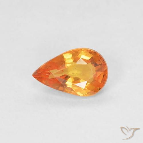 0.52ct Натуральный Ярко-оранжевый Сапфир, Форма груши, VVS-VS